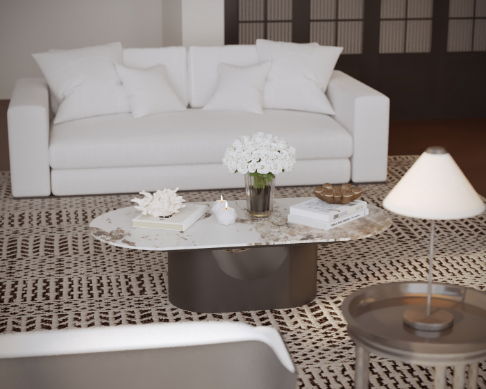 MASUTA CAFEA BERLIN MARMURA BLAT ALB 140x60x40cm [6]