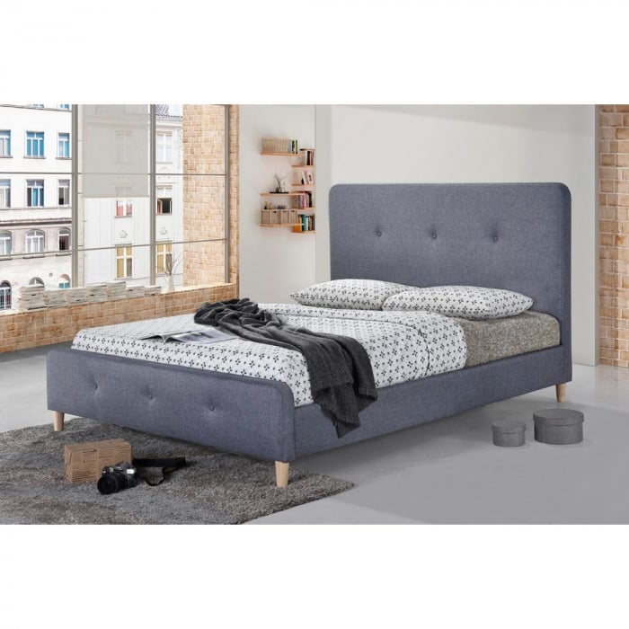 Pat tapitat Colon 90x200cm, suport saltea inclus, culoare Gri [1]