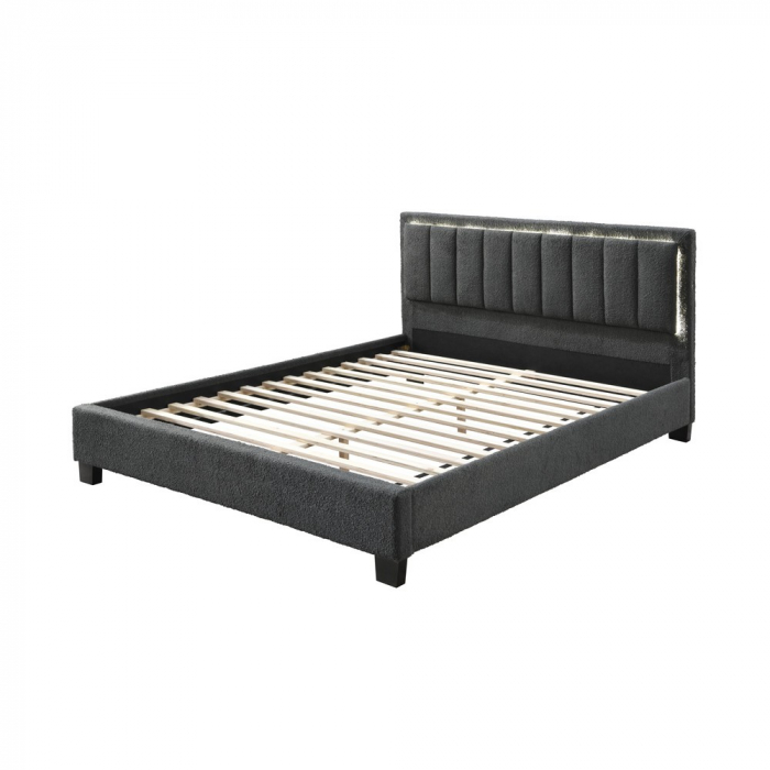 Pat tapitat Comfort 1 cu LED, 140x200, cadru din lemn cu somiera [2]