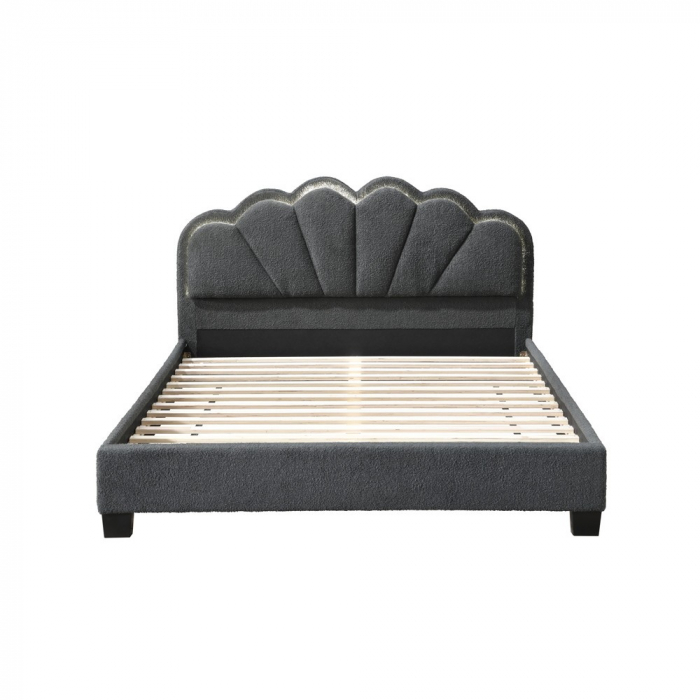 Pat tapitat Comfort 2 cu LED, 160x200, cadru din lemn cu somiera [3]