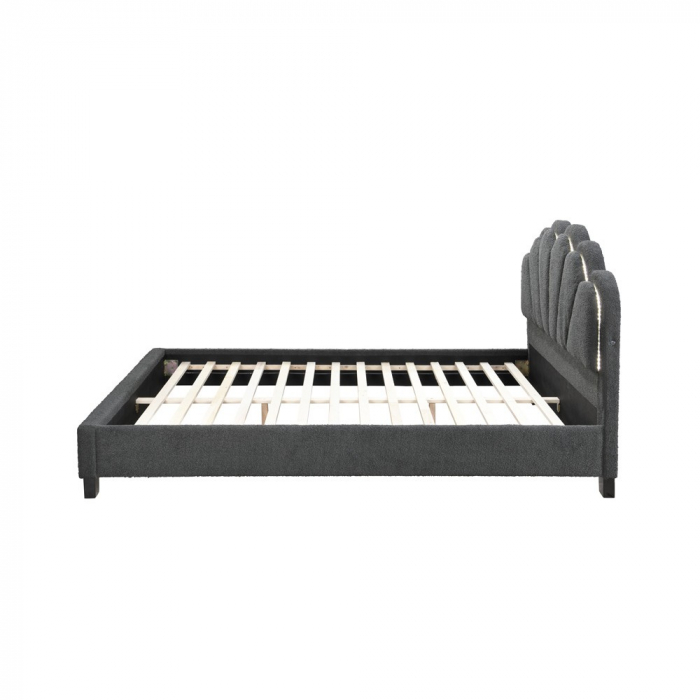 Pat tapitat Comfort 2 cu LED, 160x200, cadru din lemn cu somiera [4]