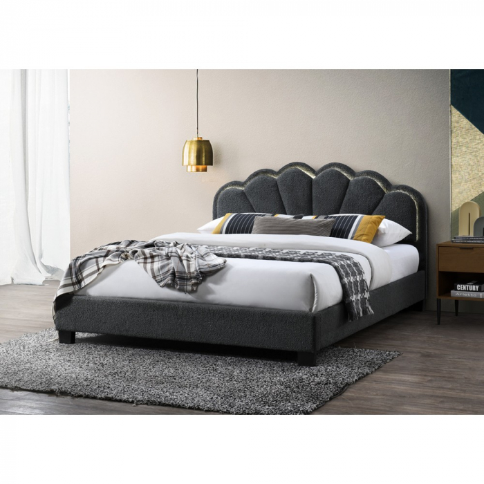 Pat tapitat Comfort 2 cu LED, 160x200, cadru din lemn cu somiera [1]