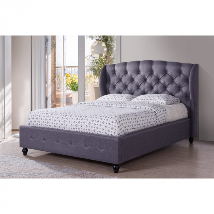 Pat tapitat Continental 160x200cm, suport saltea inclus, culoare Gri [3]