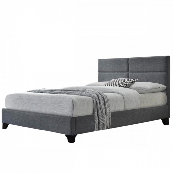 Pat tapitat Houston 90x200cm, suport saltea inclus, culoare Gri [2]