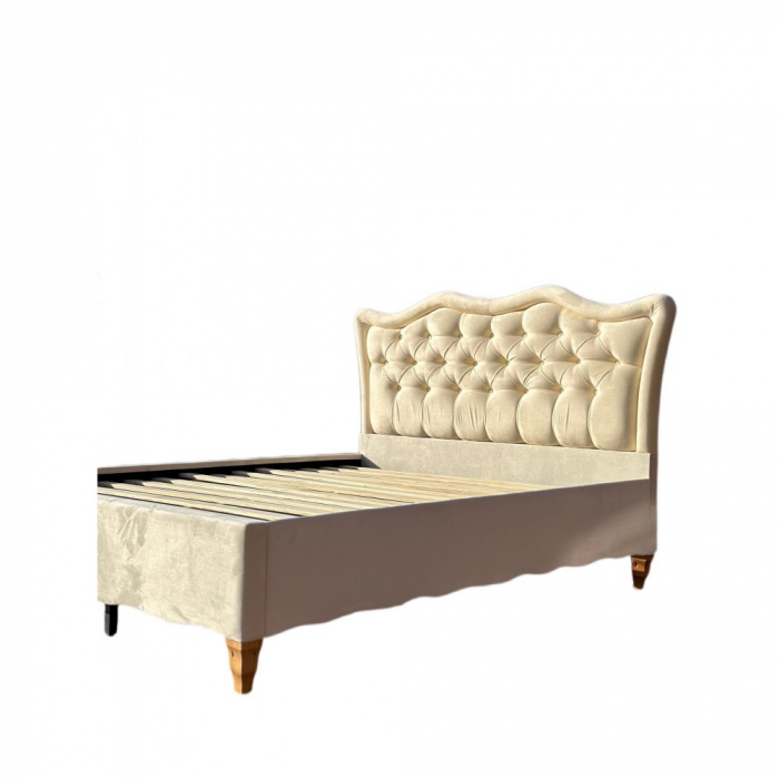 Pat tapitat Madrid 160x200cm, suport saltea inclus, culoare Beige [2]