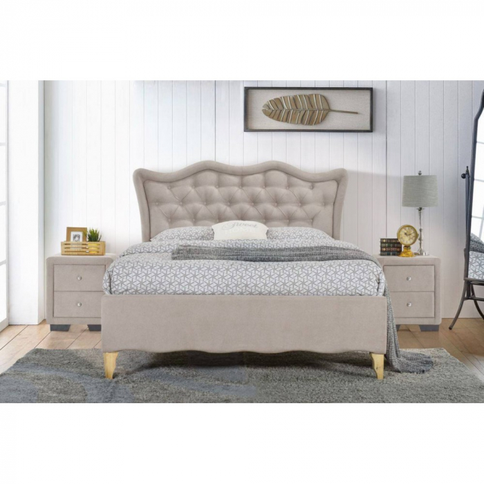 Pat tapitat Madrid 160x200cm, suport saltea inclus, culoare Beige [6]