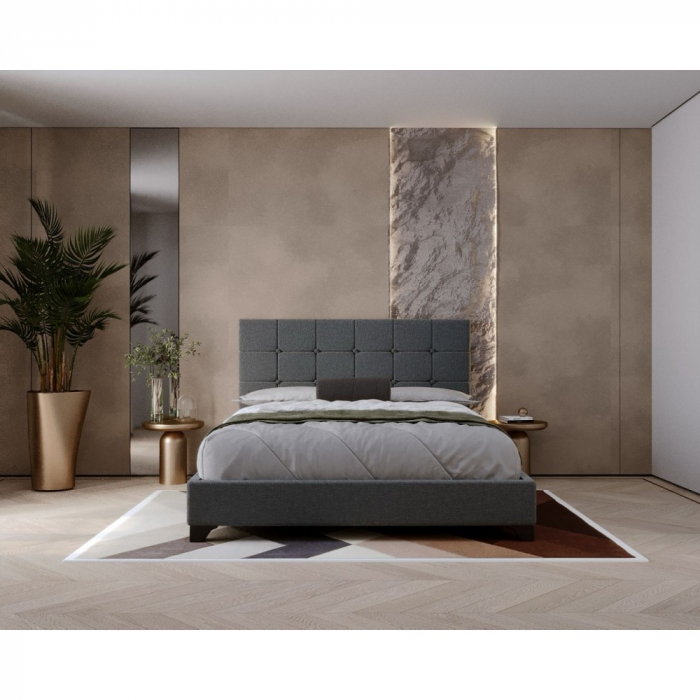Pat tapitat Modern 160x200cm culoare Gri [9]