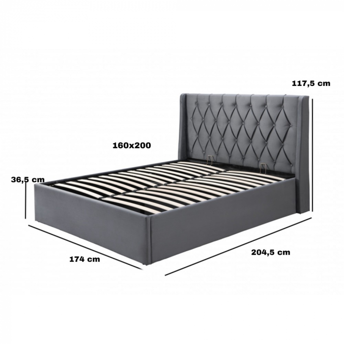 Pat tapitat Prestige 1, 160x200, cu somiera metalica rabatabila si [7]