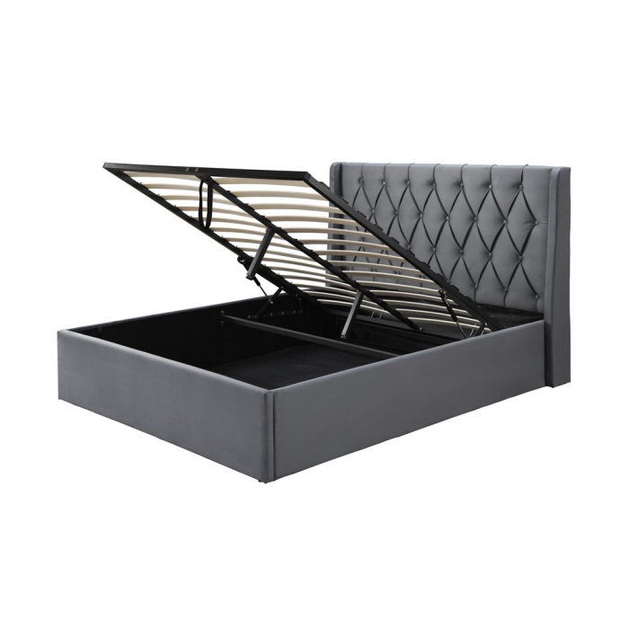 Pat tapitat Prestige 1 180x200 spatiu de depozitare culoare Gri [3]