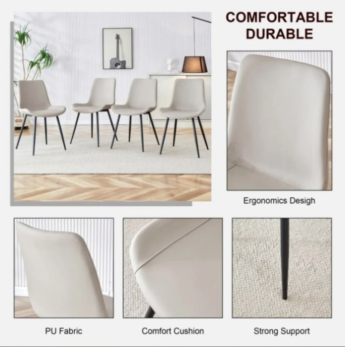 Scaun masa dining piele eco,crem 52*82*45 [2]