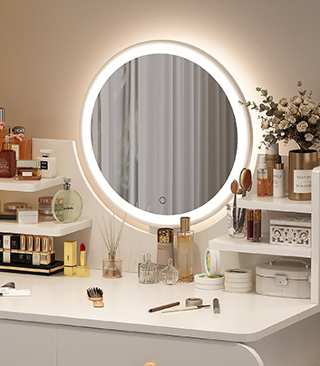 Set AMY 4, Masă de toaletă 100x40x78  pentru machiaj cu oglindă iluminată LED, Scaun INCLUS. [4]
