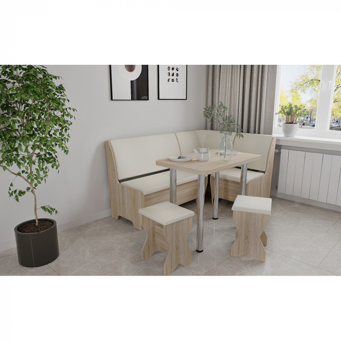 Set coltar bucatarie Tunis ,cu masa si 2 tabureti Sonoma+Fildes [1]