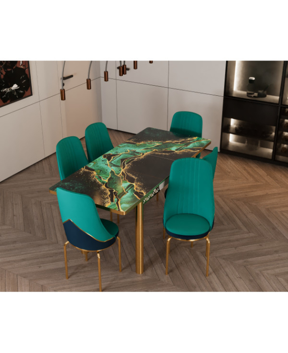 SET MASA 6 SCAUNE ALTIN 1, VERDE [1]