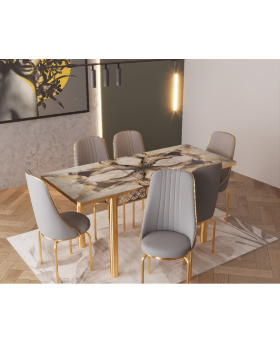 SET MASA 6 SCAUNE ALTIN 4, GRI [2]