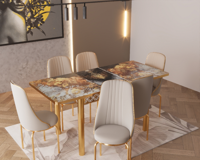 SET MASA 6 SCAUNE LUX CREM DESCHIS [1]