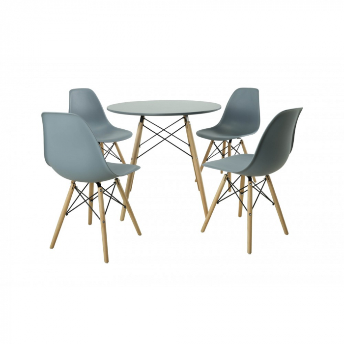 Set masa DA151Grey,80x75 cm /4 scaune, 46x55x83 cm, DA232, grey [2]