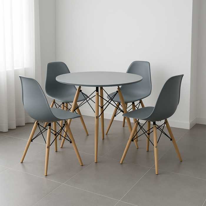 Set masa DA151Grey,80x75 cm /4 scaune, 46x55x83 cm, DA232, grey [1]