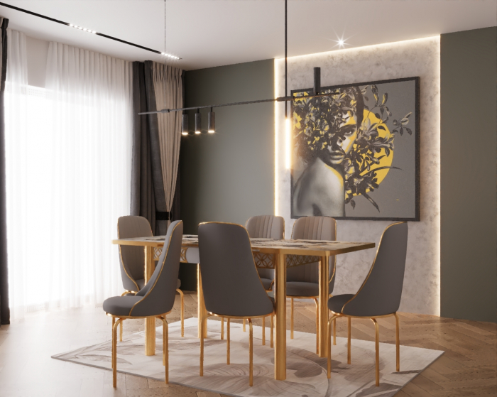 Set masa extensibila cu 6 scaune Lux Culoare GRI [4]