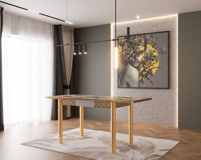 Set masa extensibila cu 6 scaune Lux Culoare GRI [5]