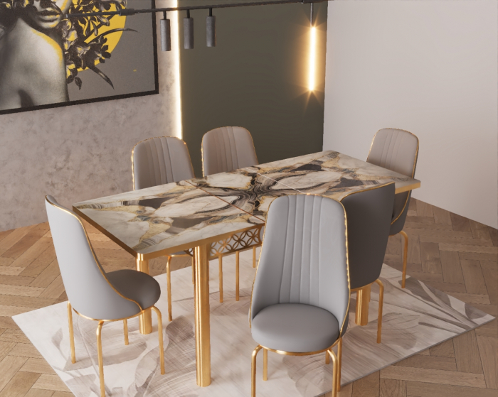 Set masa extensibila cu 6 scaune Lux Culoare GRI [2]