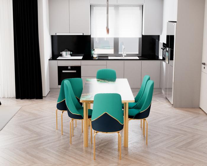 Set masa extensibila cu 6 scaune Lux Culoare Verde [3]