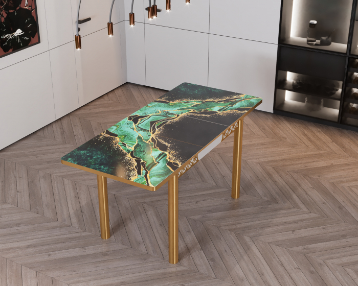 Set masa extensibila cu 6 scaune Lux Culoare Verde [5]