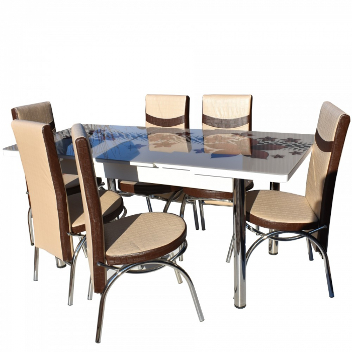 SET MASA STICLA CU 6 SCAUNE TIP 2-0021 [2]