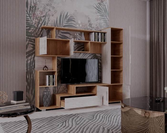 Set mobila living Pekin ro 210x40x179 cm, k003/k001 stejar [4]