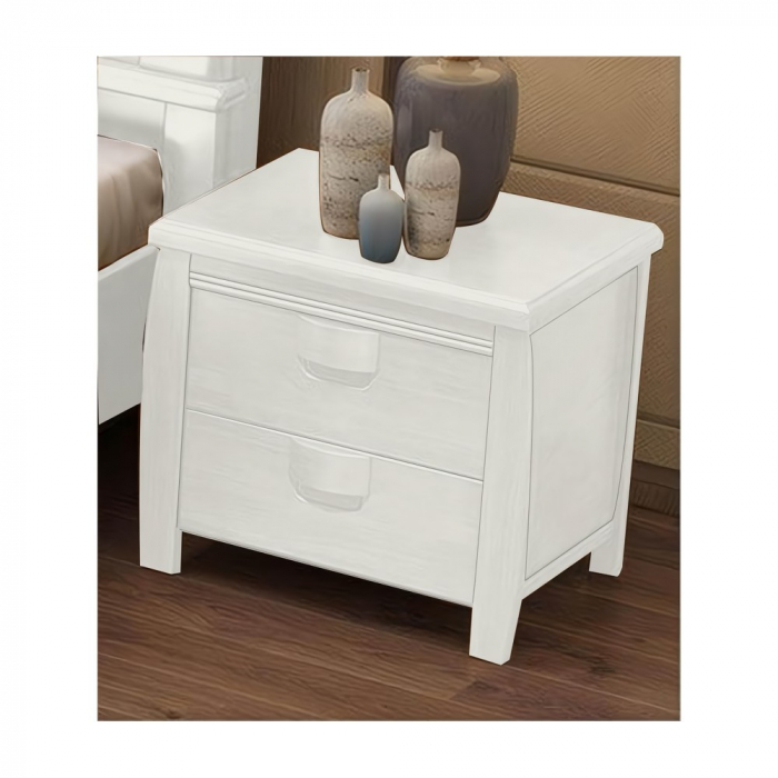 Set pat + doua noptiere MU14, 140x200cm, Alb [3]