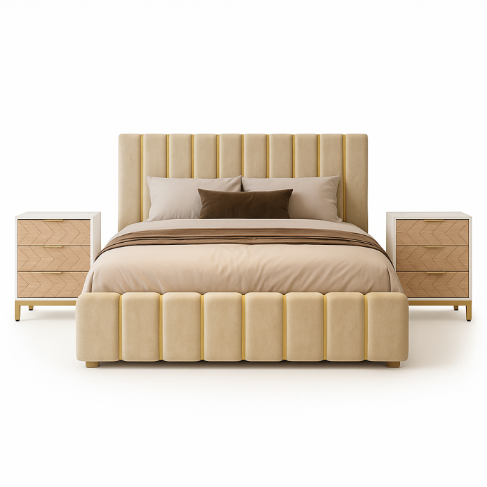 Set Pat Tapitat Lux 160x200cm + 2 noptiere Comfio MDF [1]