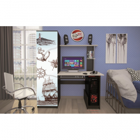 Birouri - BIROU KC001, 134/50/168 CM, WENGE,MESTEACAN FOTOAMPRENTA