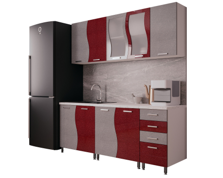 BUCATARIE CIP S MDF ROSU METALIZAT 2M [3]