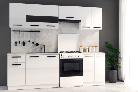 Mobilier bucatarie - Bucatarie Daria, 240x60x200cm, Alb