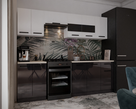 Bucatarie Daria, 240x60x200cm, Alb+Gri [3]
