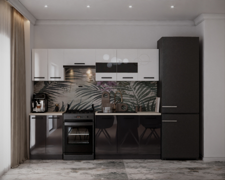 Mobilier bucatarie - Bucatarie Daria, 240x60x200cm, Alb+Gri