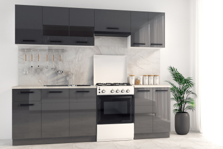 Mobilier bucatarie - Bucatarie Daria, 240x60x200cm, Gri