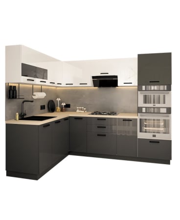 Bucatarie Daria colt V1, Alb+Antracit [4]