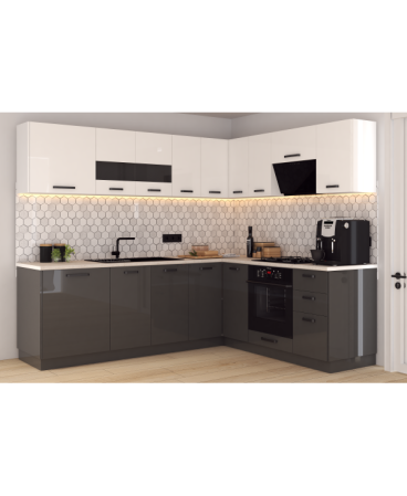 Mobilier bucatarie - Bucatarie Daria colt V2, Alb+Antracit