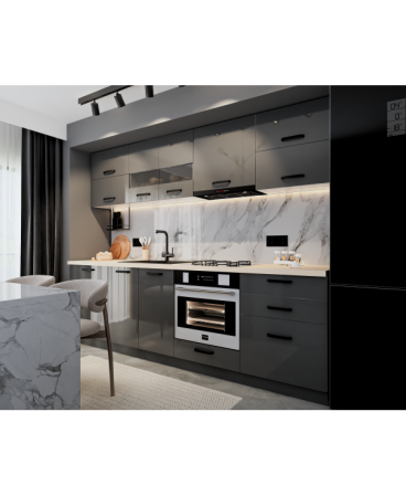 Bucatarie Daria MDF, 260x60x200cm, Gri antracit [2]