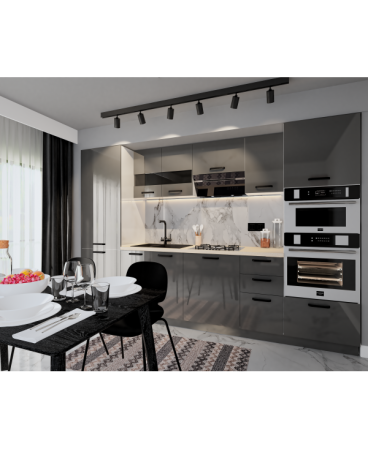 Bucatarie Daria, MDF Gri antracit, 303x60x200cm [2]