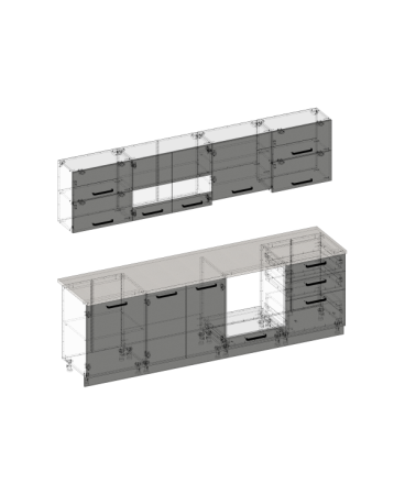 Bucatarie Daria MDF, V1 260x60x200cm, Rosu+Antracit [7]