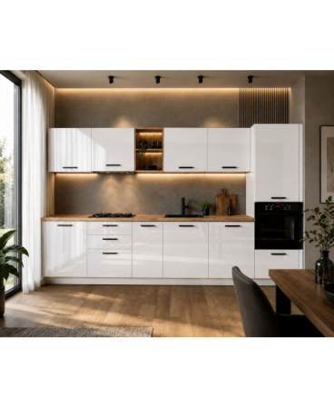 Mobilier bucatarie - Bucatarie Daria MDF V1, 340x60x200cm, Alb lucios