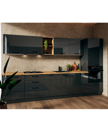 Mobilier bucatarie - Bucatarie Daria MDF V1, 340x60x200cm, Antracit