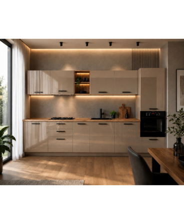 Mobilier bucatarie - Bucatarie Daria MDF V1, 340x60x200cm, Cappuccino