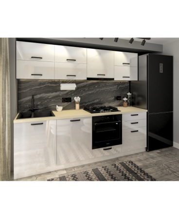 Bucatarie Daria V2, 240x60x200cm, Alb [2]