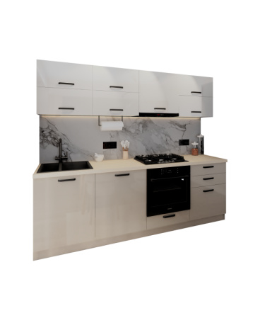 Bucatarie Daria V2, 240x60x200cm, Alb+Cappuccio [3]