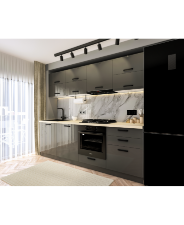 Bucatarie Daria V2, 240x60x200cm, Gri antracit [1]