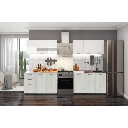 Mobilier bucatarie - BUCATARIE DUSEA 2.4M ALB + STEJAR K001