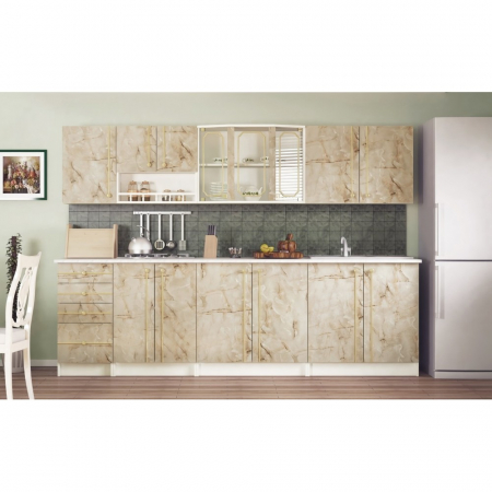 Mobilier bucatarie - Bucatarie Karina, 260 x 32 / 60 x 200 cm , marmura