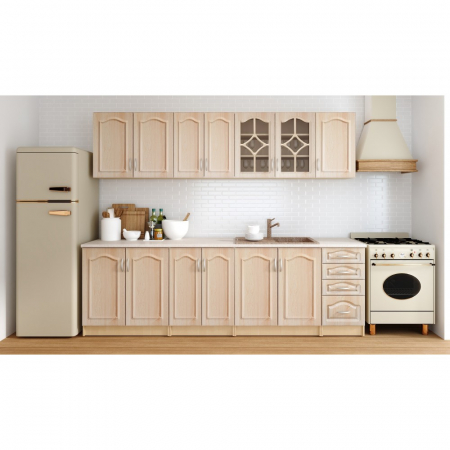 Mobilier bucatarie - BUCATARIE OLEA MEBEL 2.6M MDF MESTEACAN CU BLAT INTREG